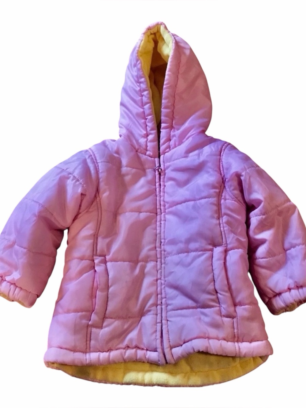 Athletic Works Puffer Winter Coat Pink Zip Up With Hood Girls Size 3T